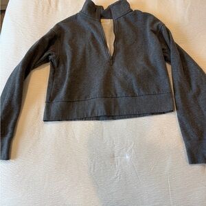 Zella Charcoal and Cream Quarter-Zip Pullover